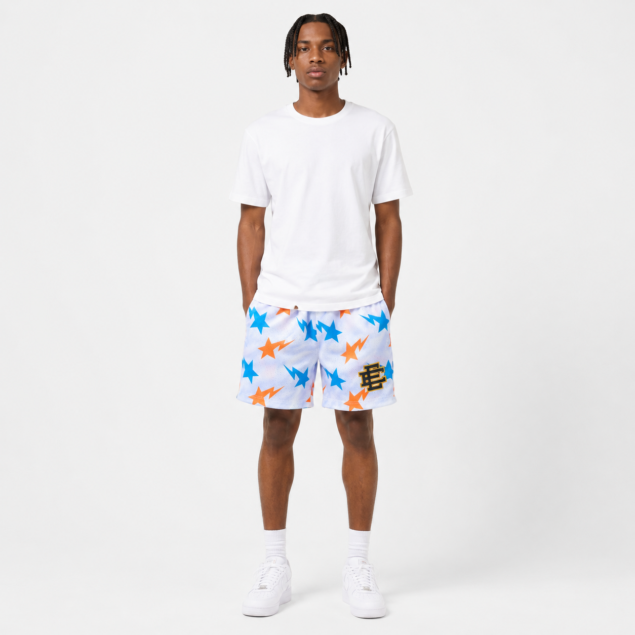Sky Starburst mesh shorts - front angle view