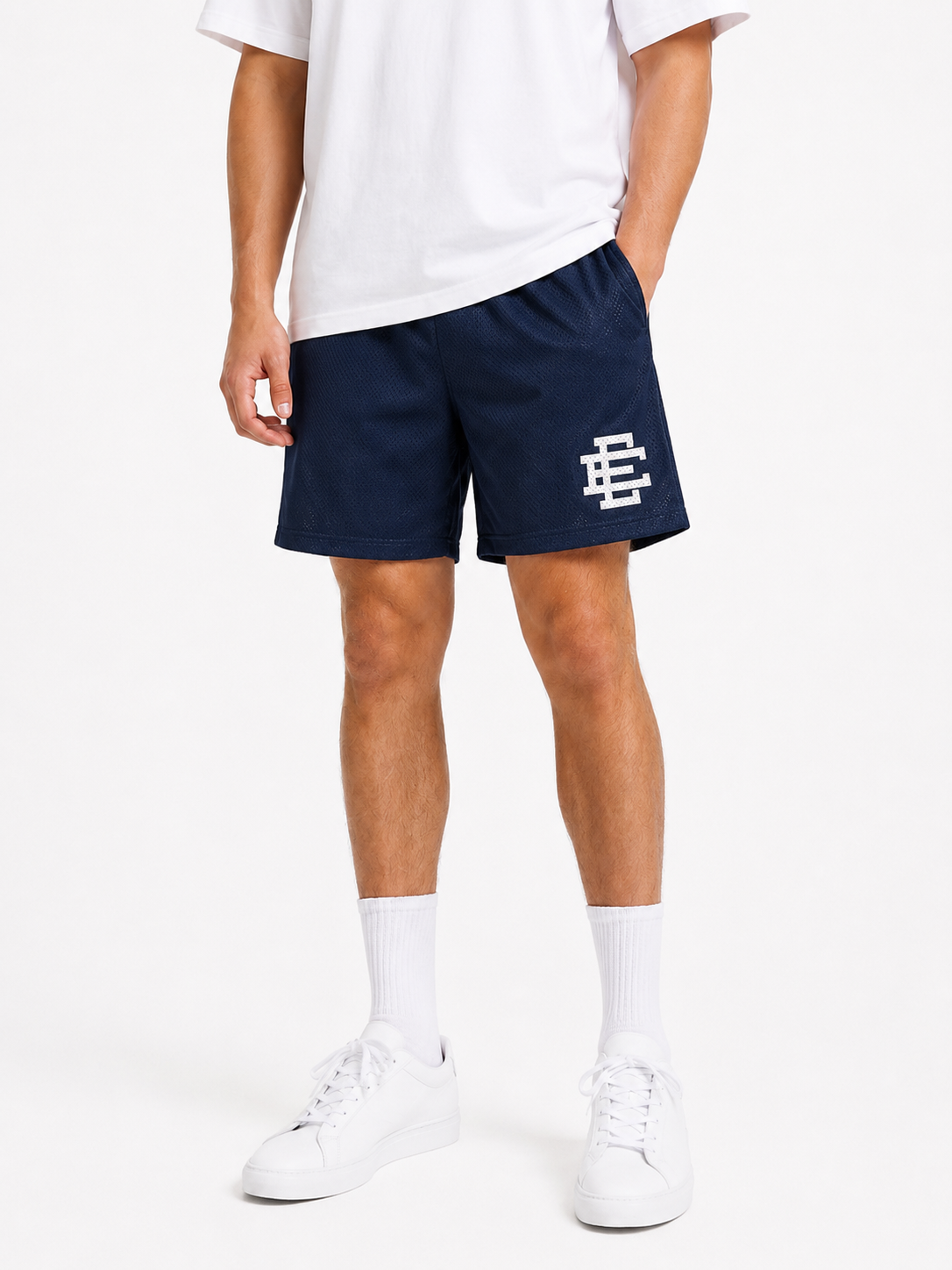 Midnight Navy mesh shorts - back angle view