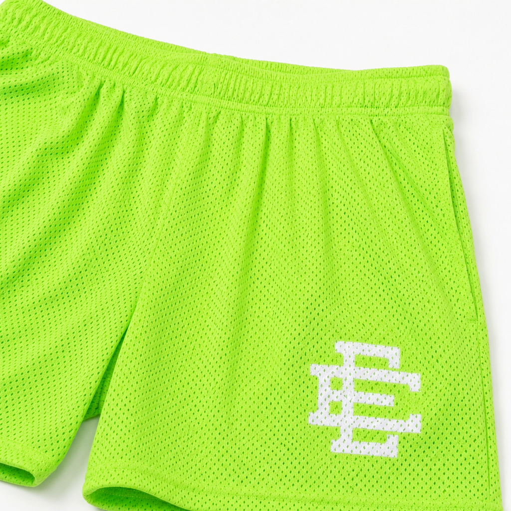 Neon Volt mesh shorts - detail view
