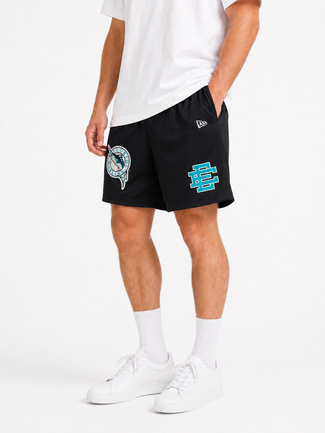 Black Marlin mesh shorts - side view