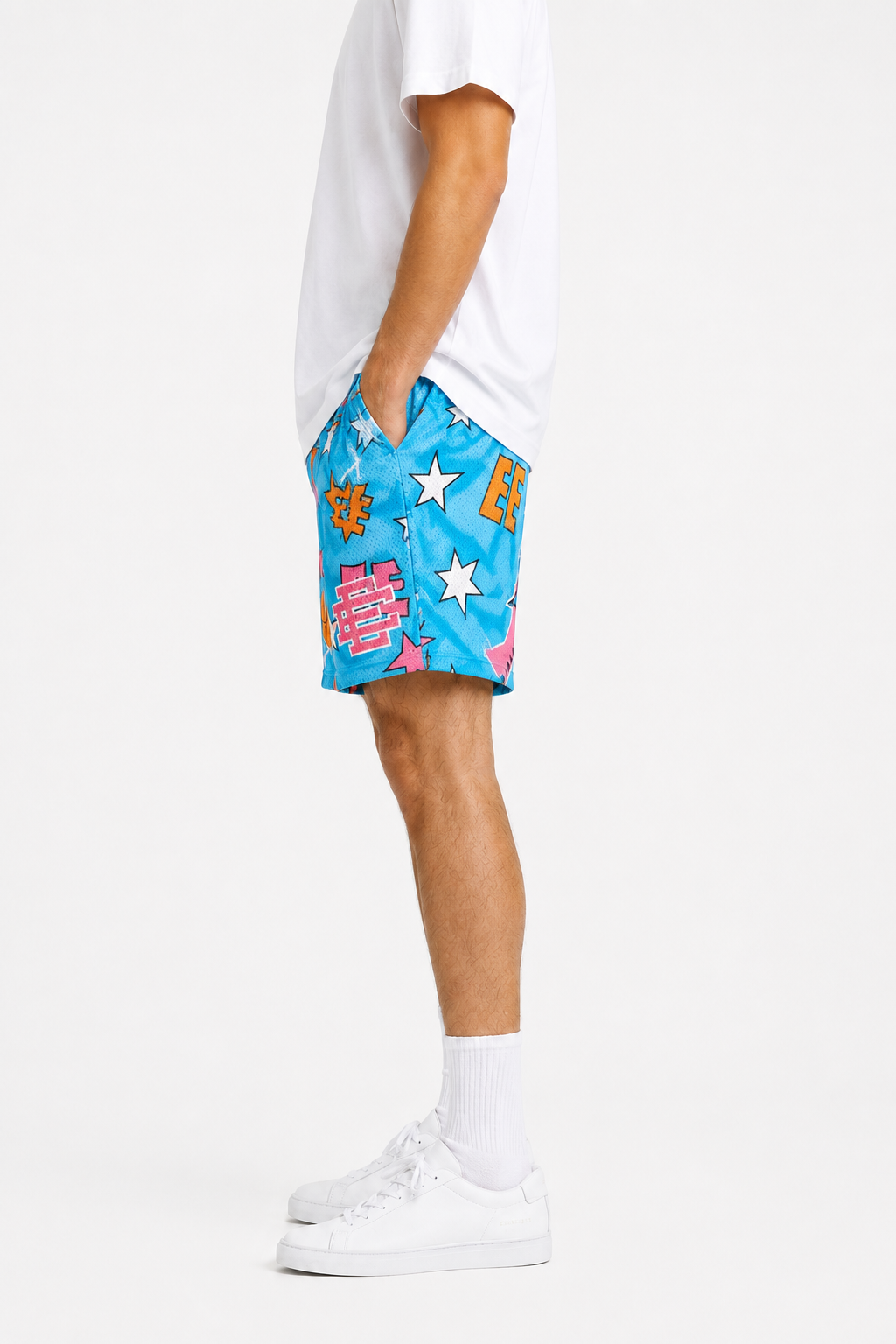 Aqua Starburst mesh shorts - back angle view