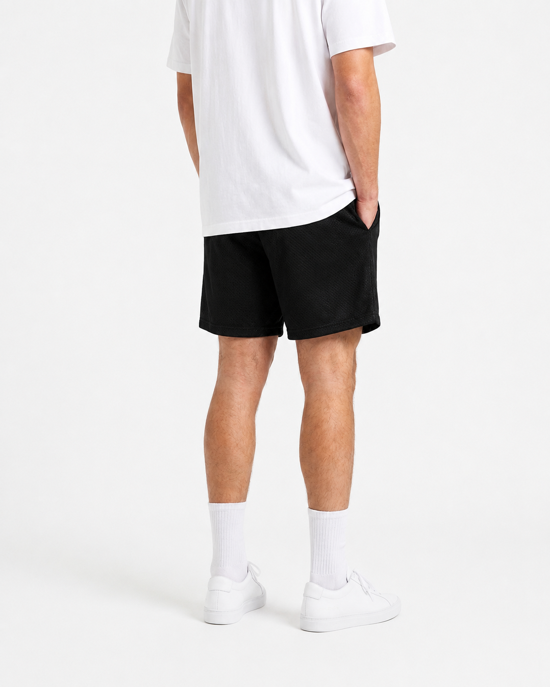 Jet Black mesh shorts - front angle view