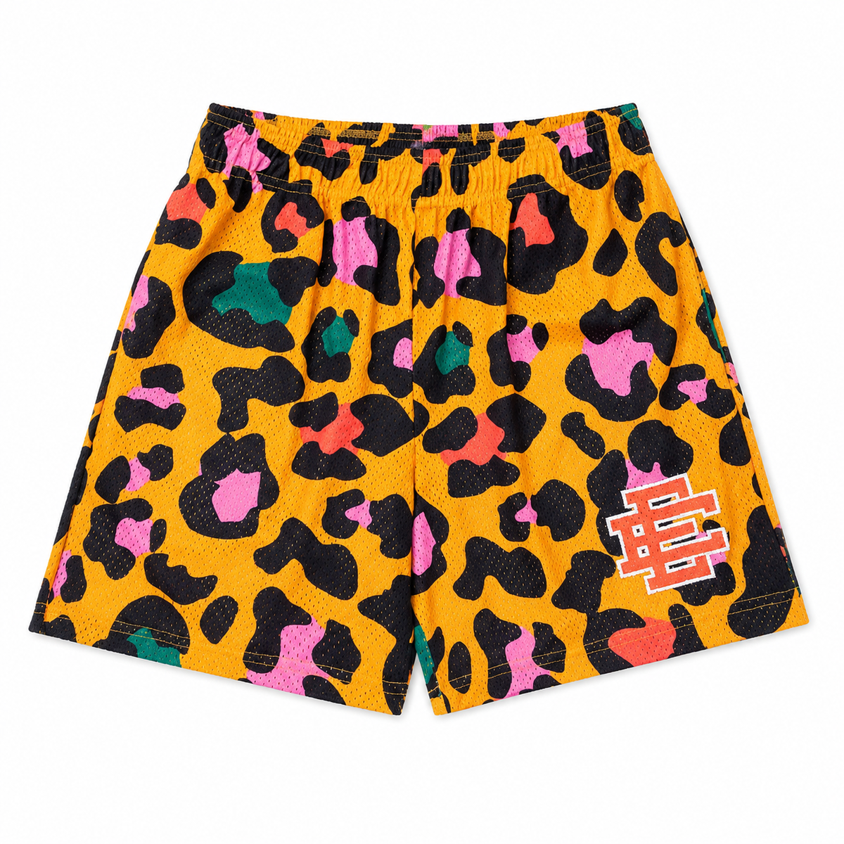 Sunset Leopard mesh shorts - detail view