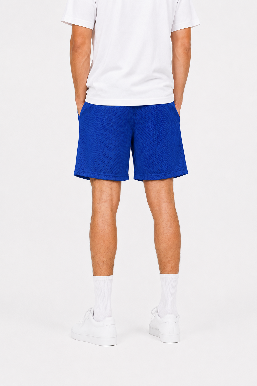 Royal Blue mesh shorts - back angle view