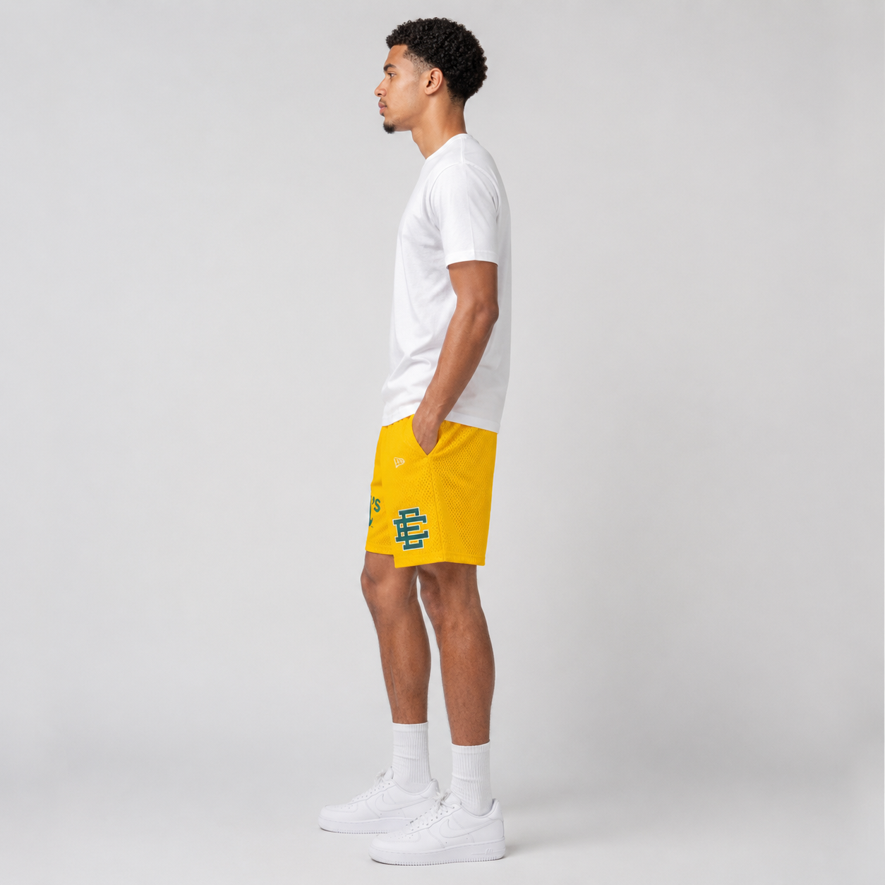 Athletics Gold mesh shorts - back angle view