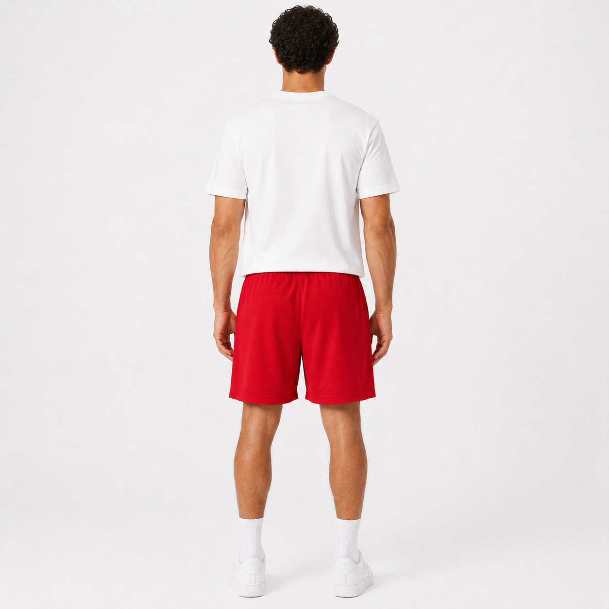 Angels Red mesh shorts - side view