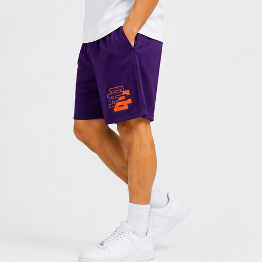 Royal Purple mesh shorts - back angle view