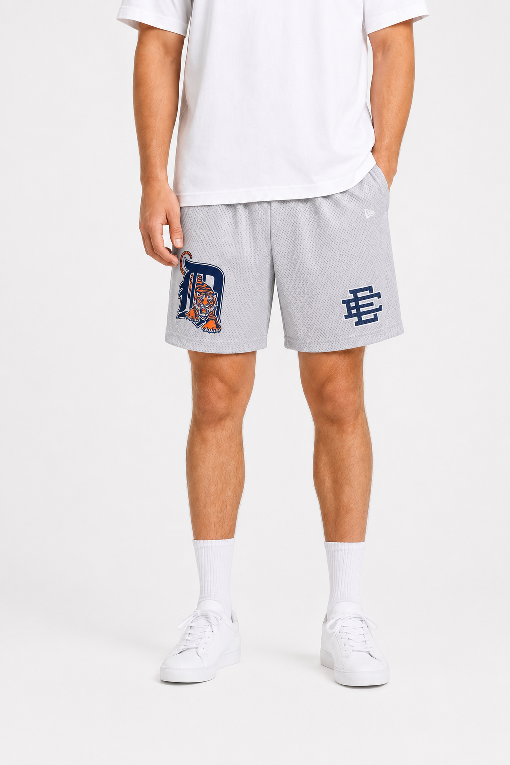 Detroit Grey mesh shorts - front angle view