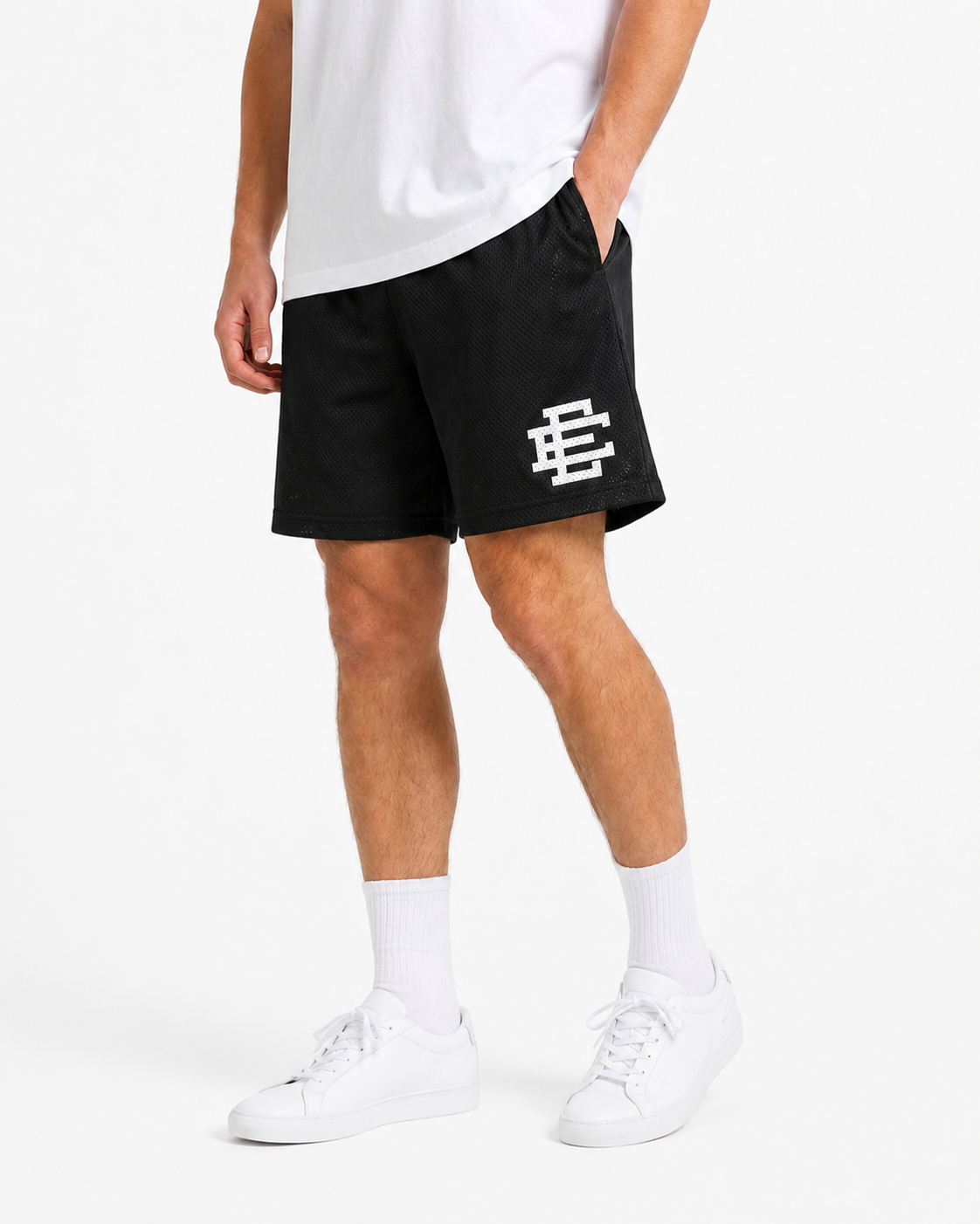Onyx Black mesh shorts - front angle view