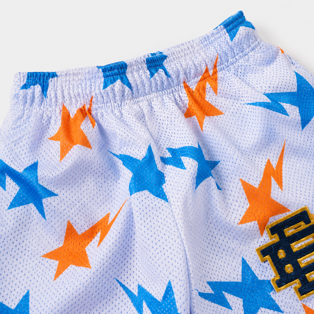 Sky Starburst mesh shorts - detail view