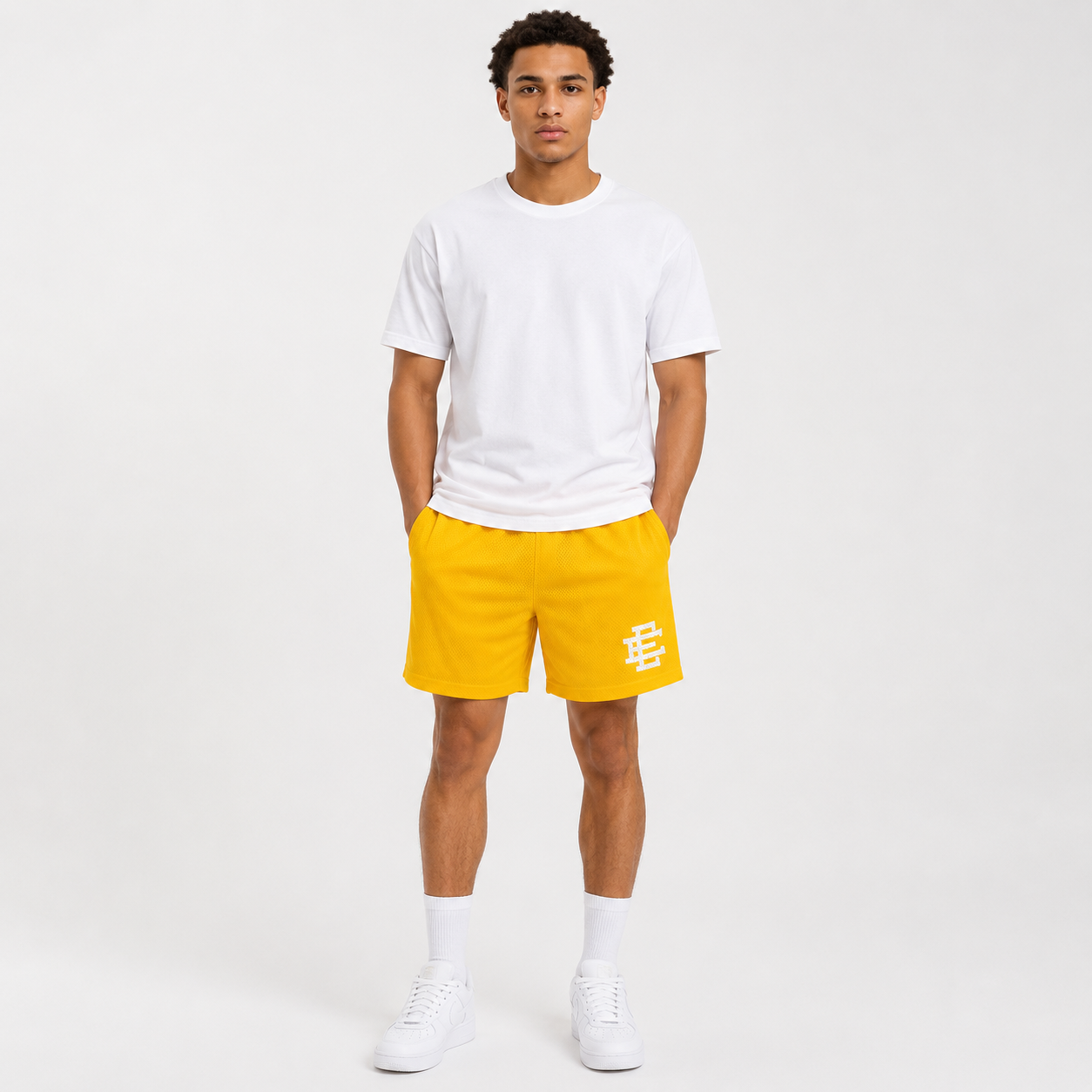 Sun Gold mesh shorts - front angle view