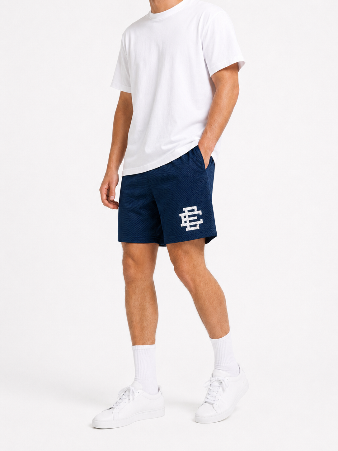 Midnight Navy mesh shorts - lifestyle view