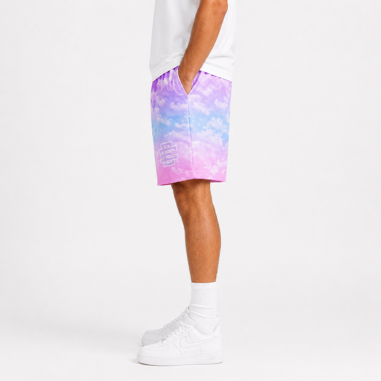 Pastel Cloud Wash mesh shorts - side view