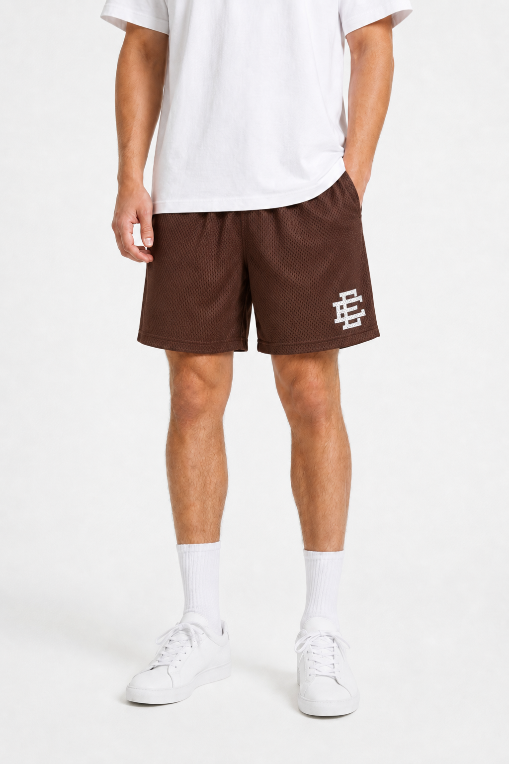 Cocoa Brown mesh shorts - back angle view
