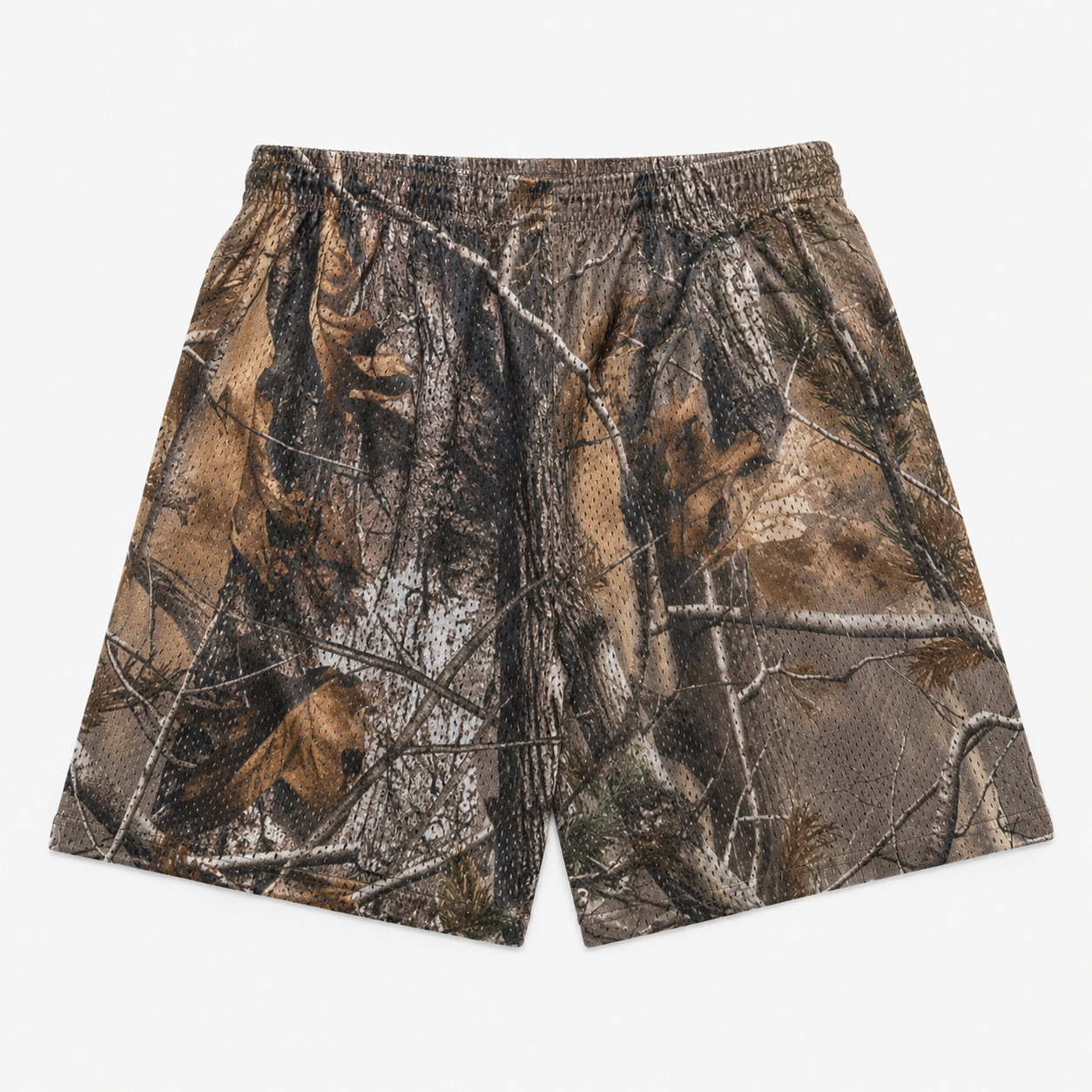 Realtree Gold mesh shorts - side view