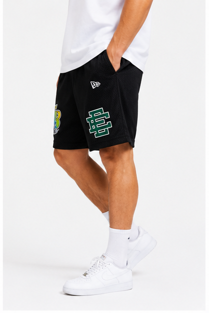 Black Rays mesh shorts - front angle view
