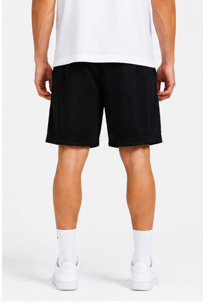 Black Rays mesh shorts - back angle view