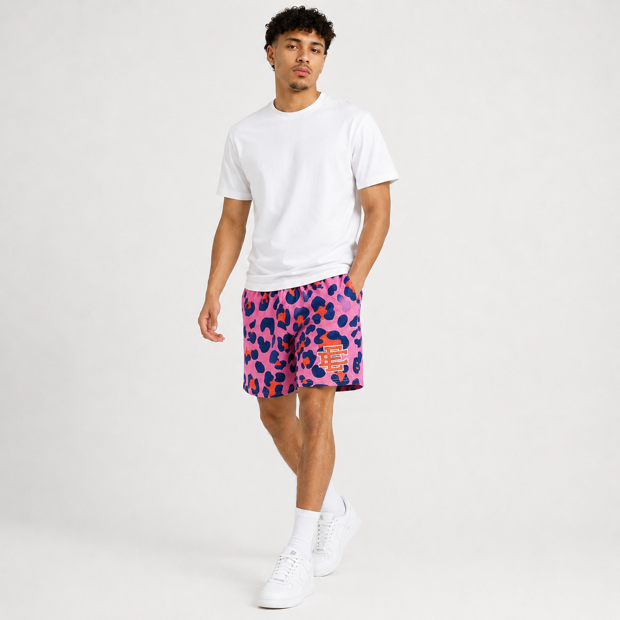 Pink Leopard mesh shorts - lifestyle view