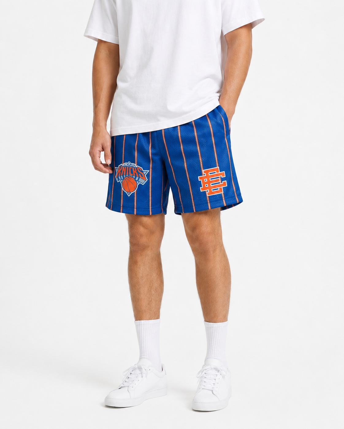 Knicks Royal Stripe mesh shorts - front angle view