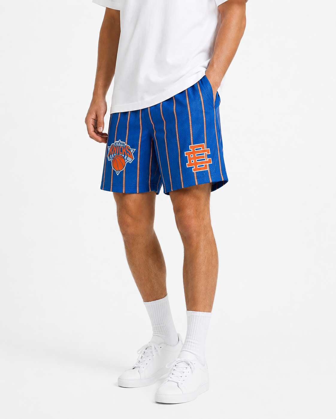 Knicks Royal Stripe mesh shorts - lifestyle view