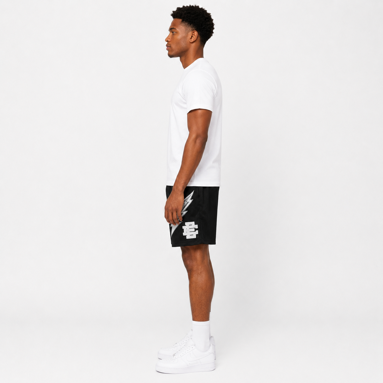 Black Lightning mesh shorts - back angle view