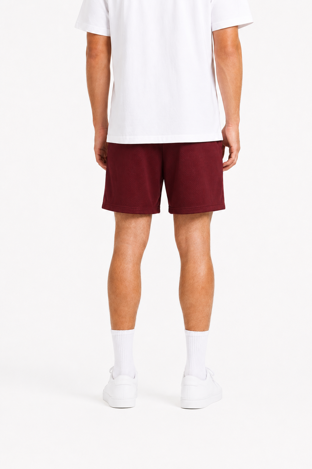 Burgundy Wine mesh shorts - front angle view