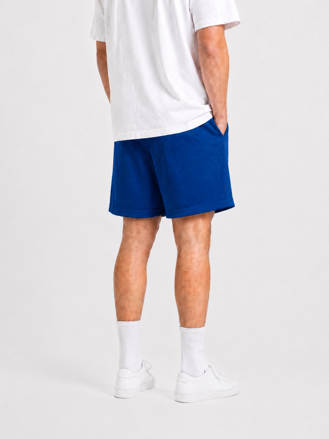 Royal KC Blue mesh shorts - back angle view
