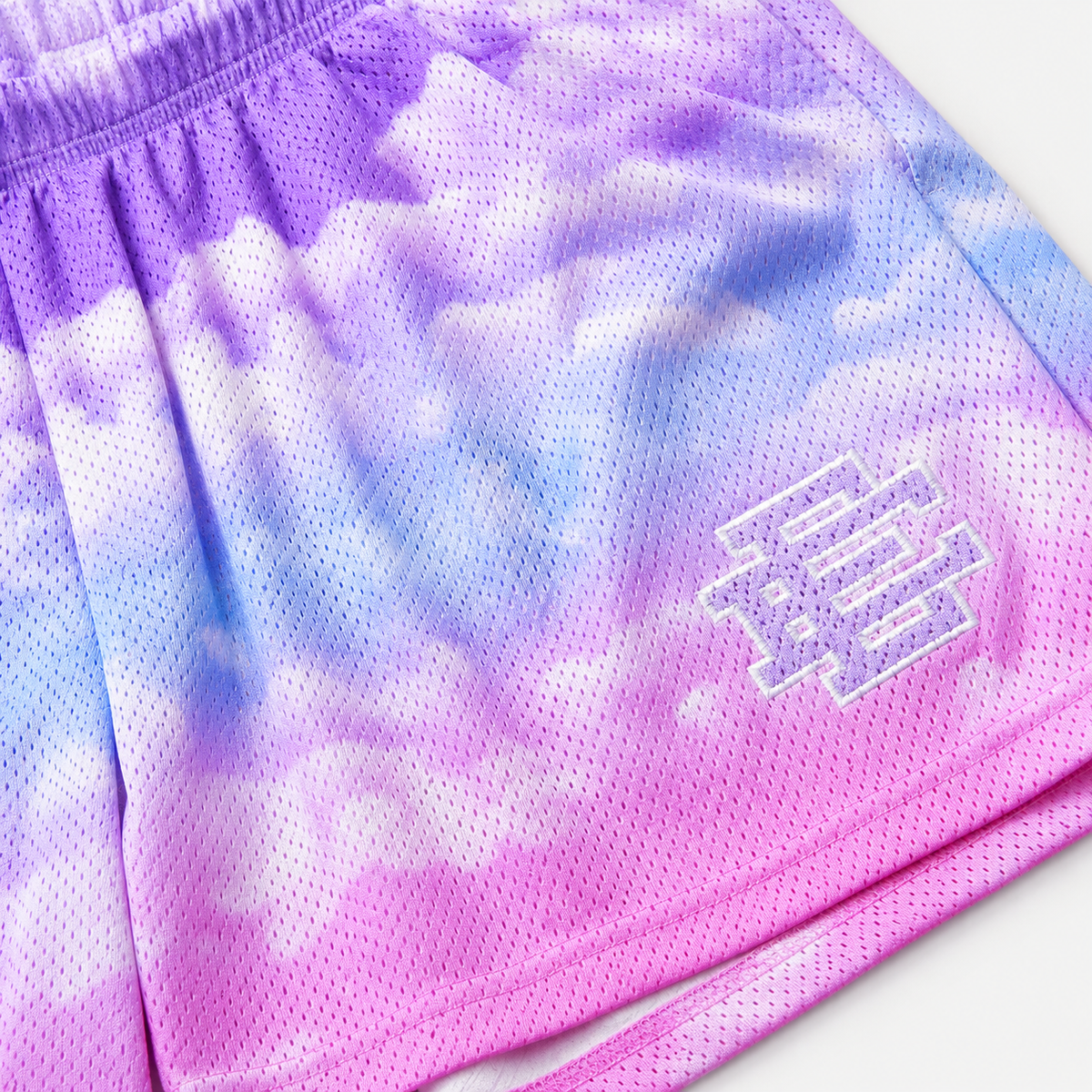 Pastel Cloud Wash mesh shorts - detail view