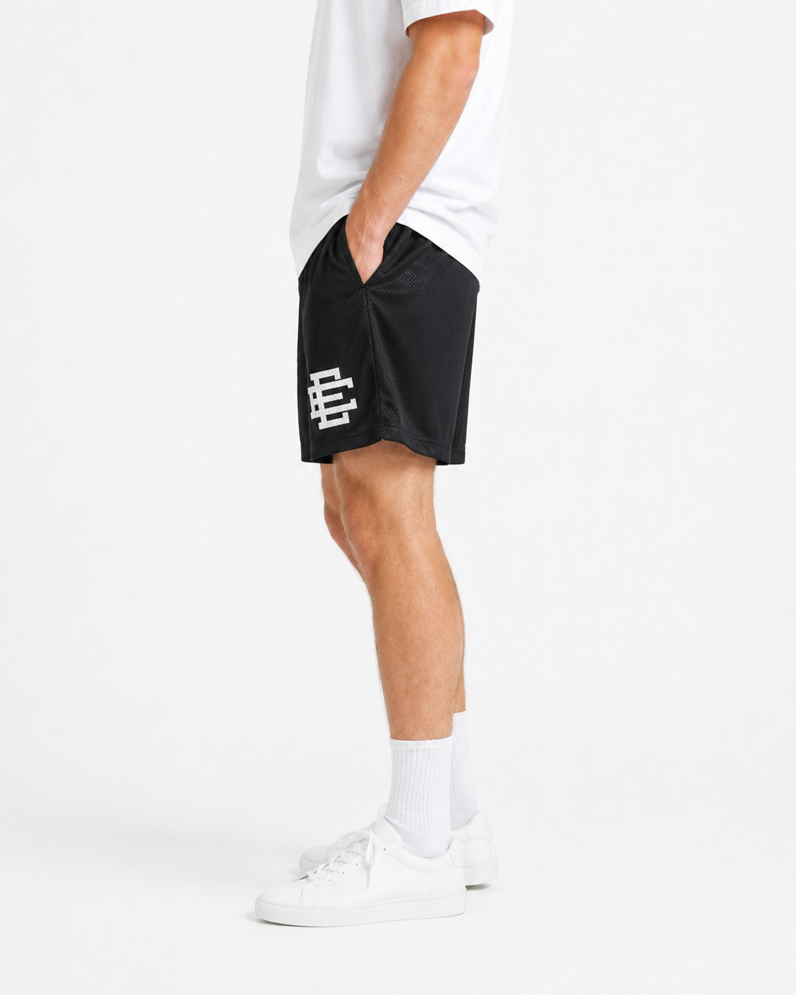 Onyx Black mesh shorts - back angle view