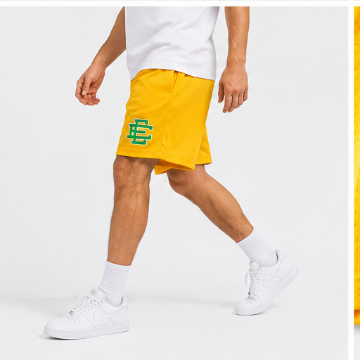 Varsity Gold mesh shorts - detail view