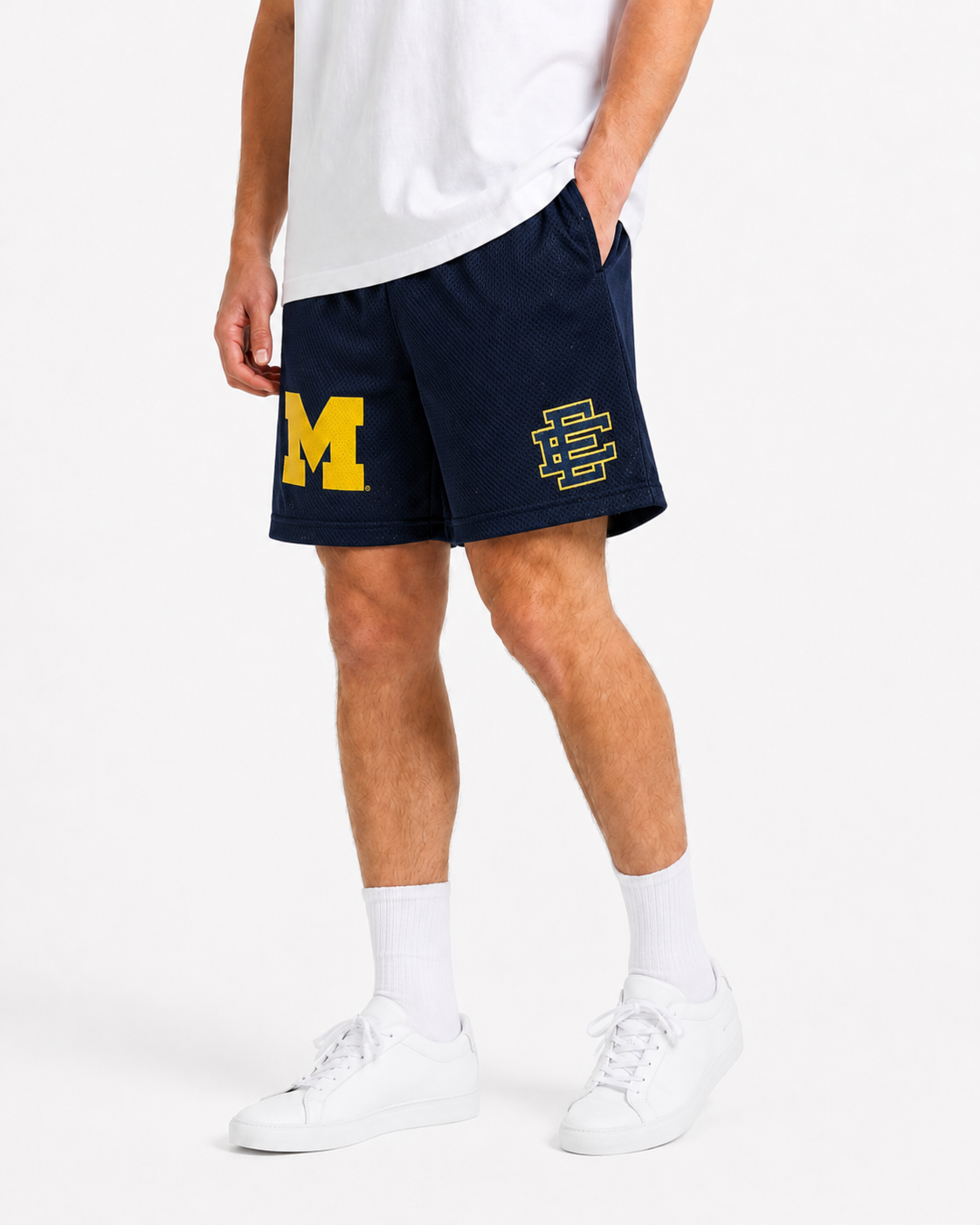 Michigan Navy mesh shorts - back angle view
