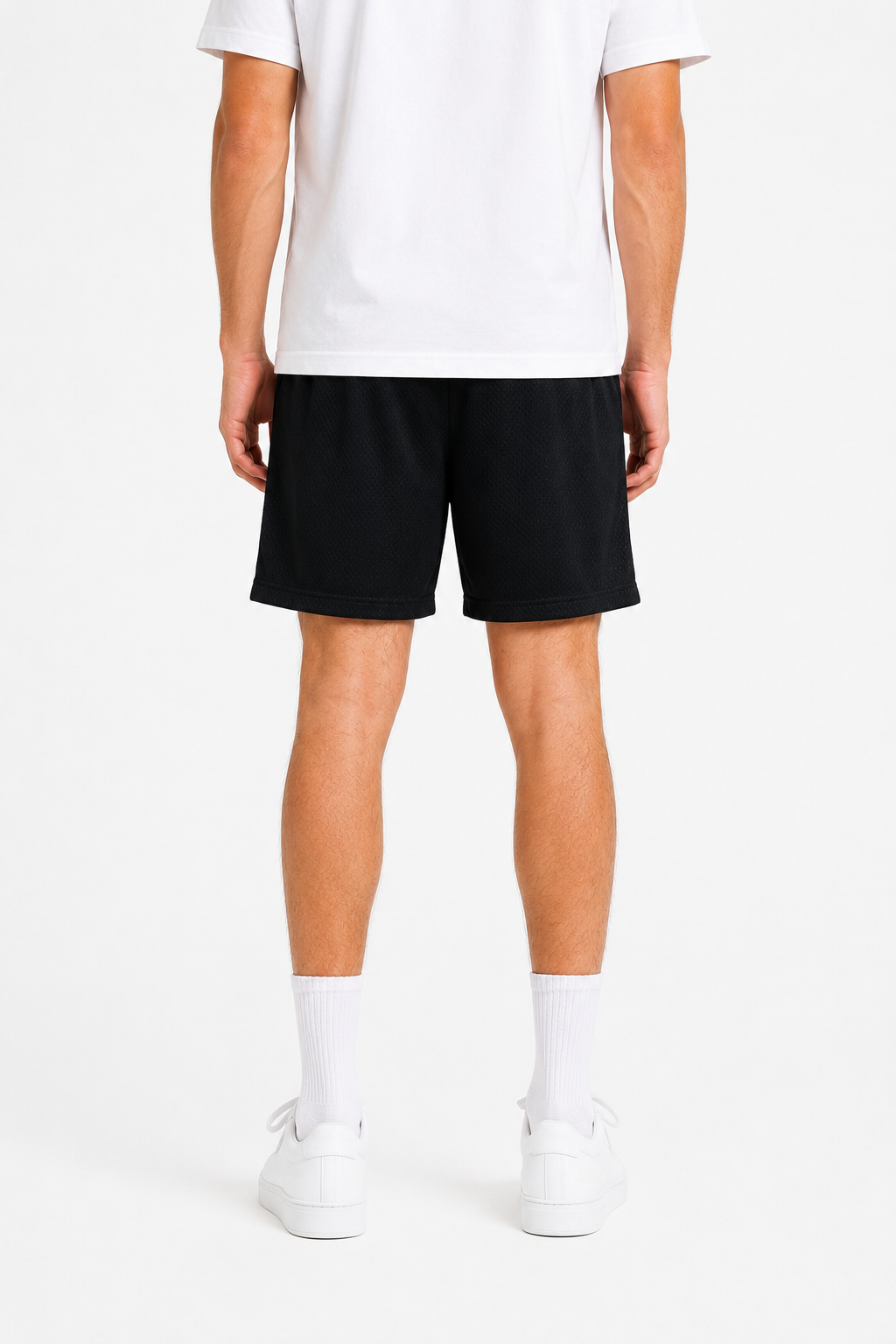 Black Red mesh shorts - side view
