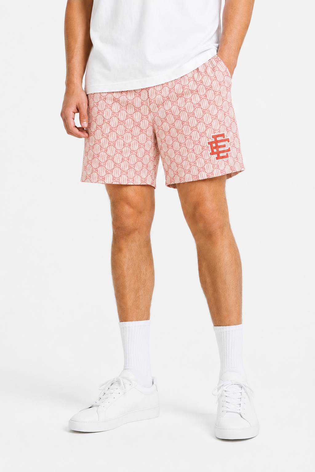 Blush Monogram mesh shorts - back angle view