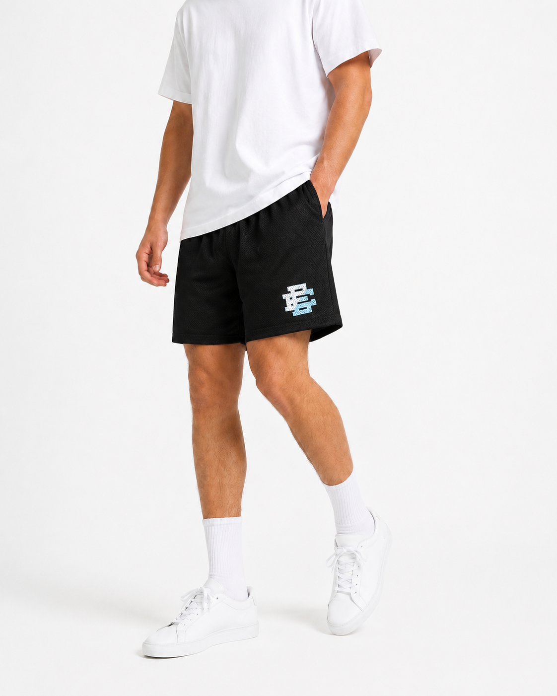 Jet Black mesh shorts - side view