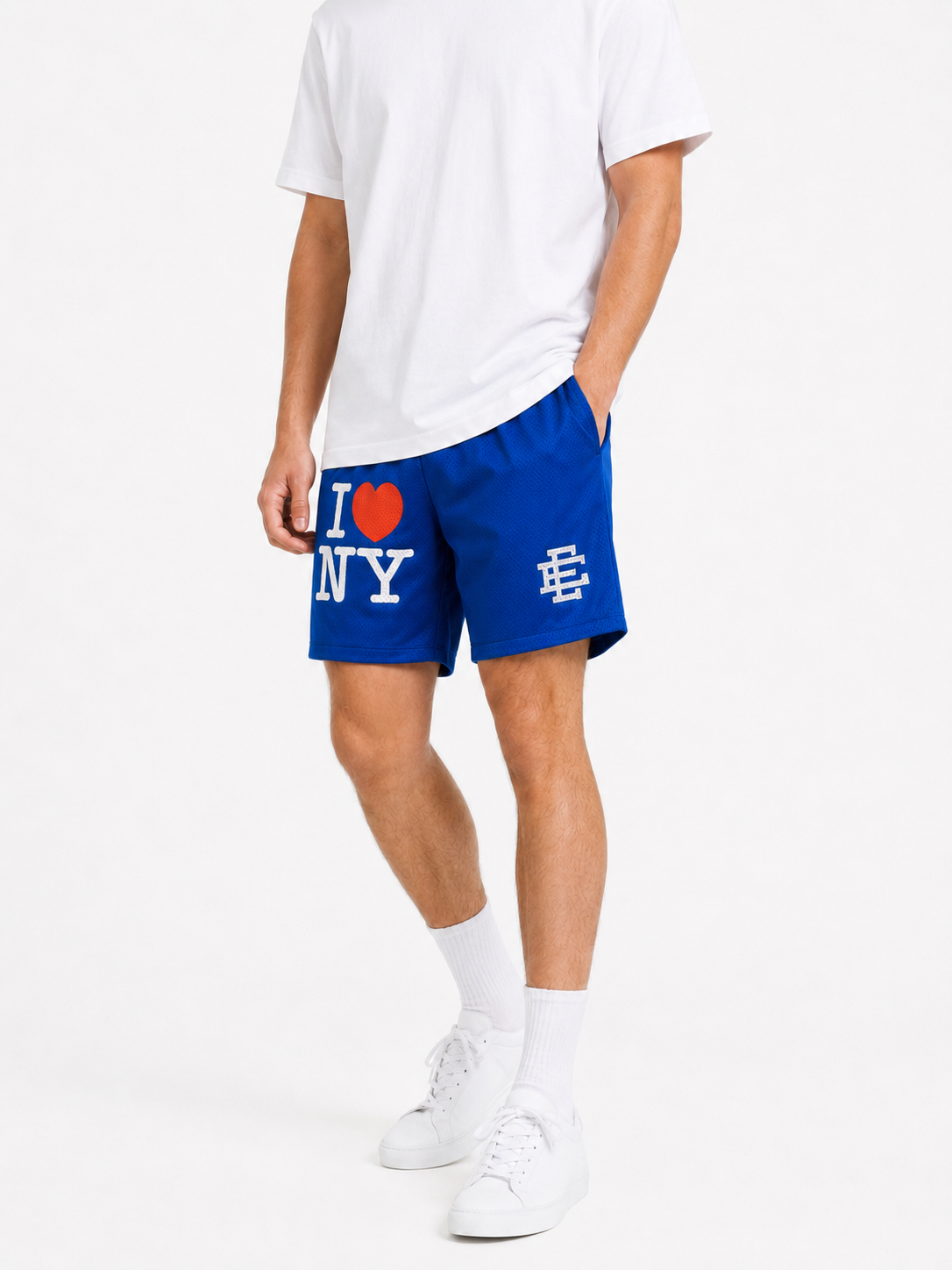 Royal I Love NY mesh shorts - lifestyle view