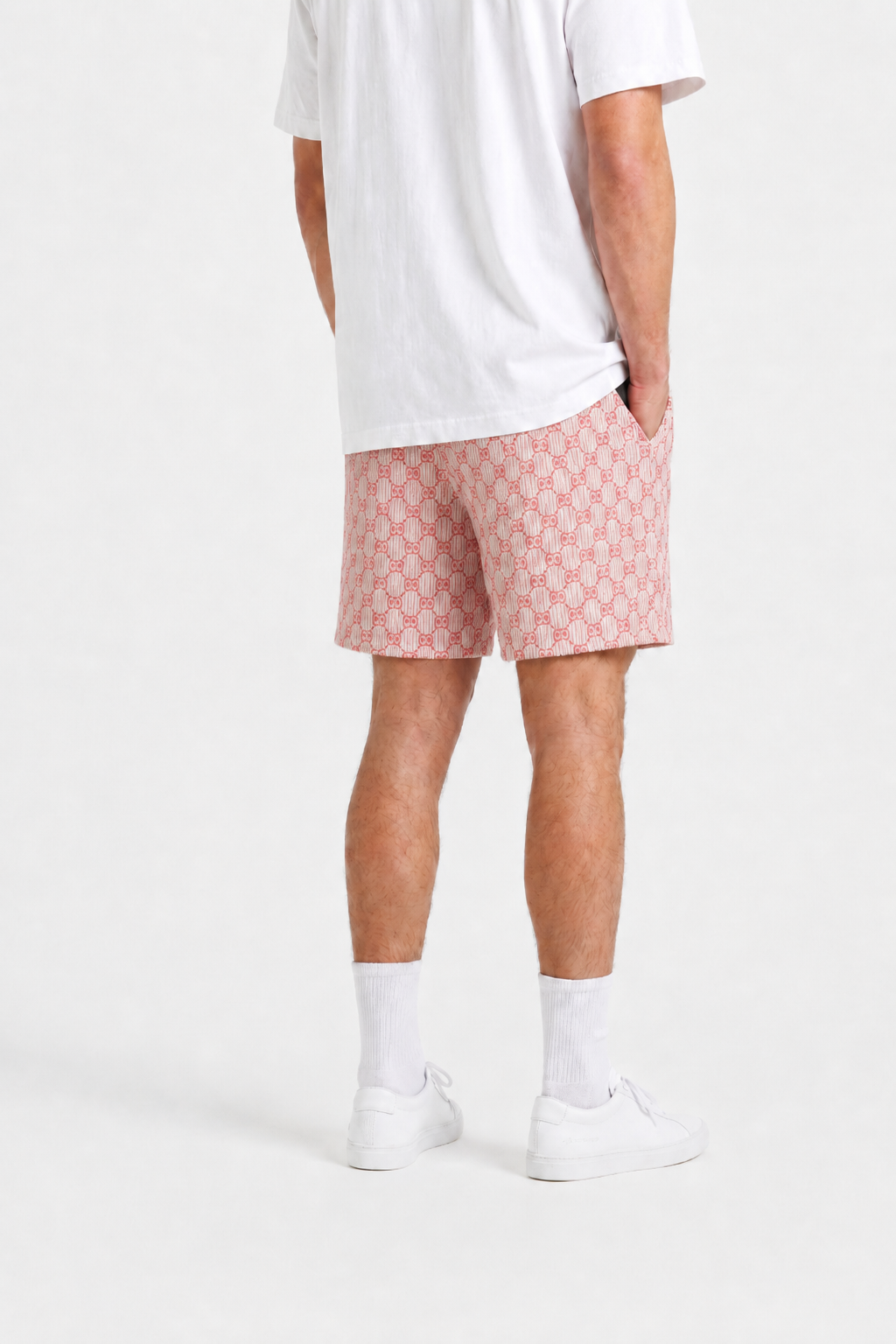 Blush Monogram mesh shorts - side view