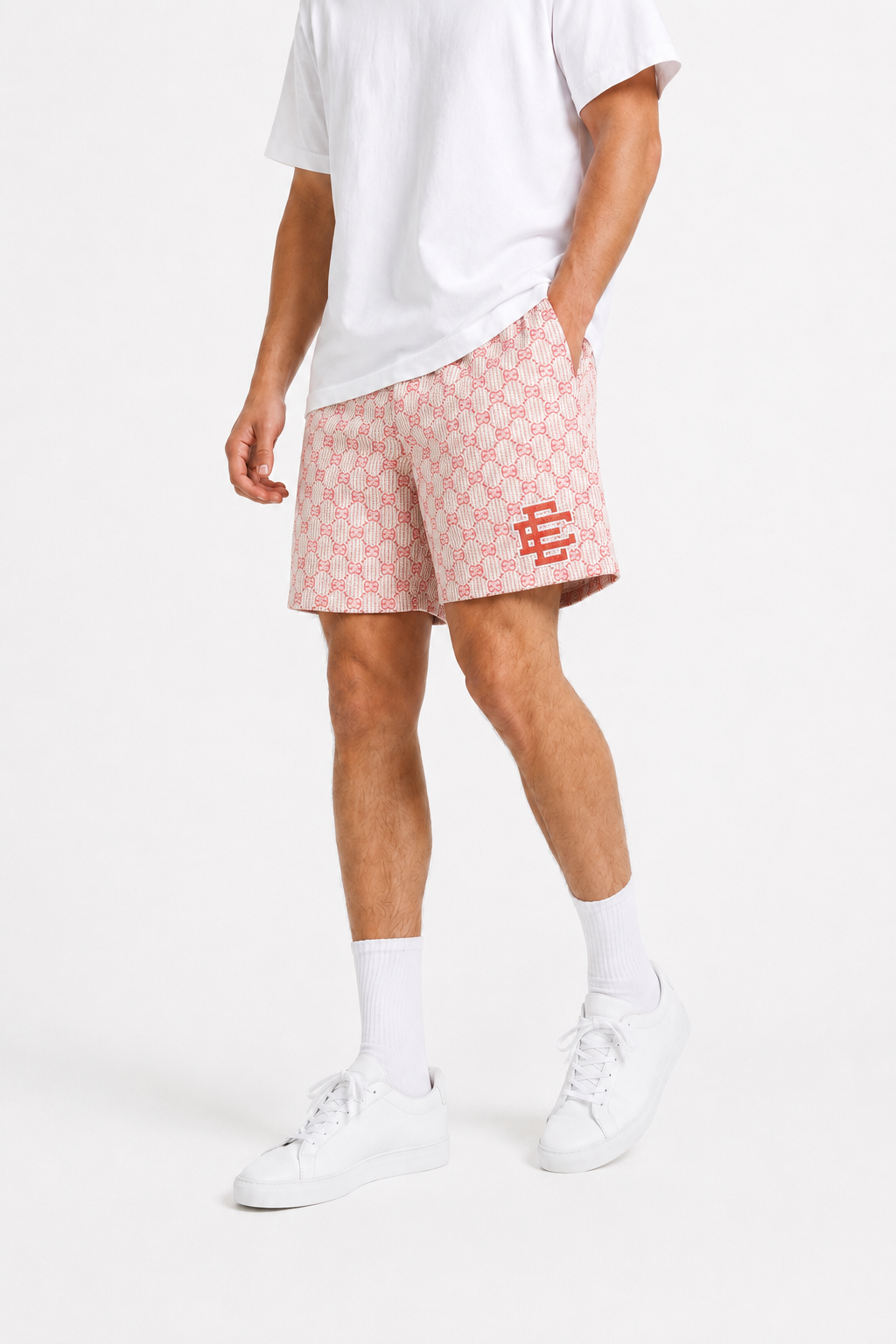 Blush Monogram mesh shorts - lifestyle view