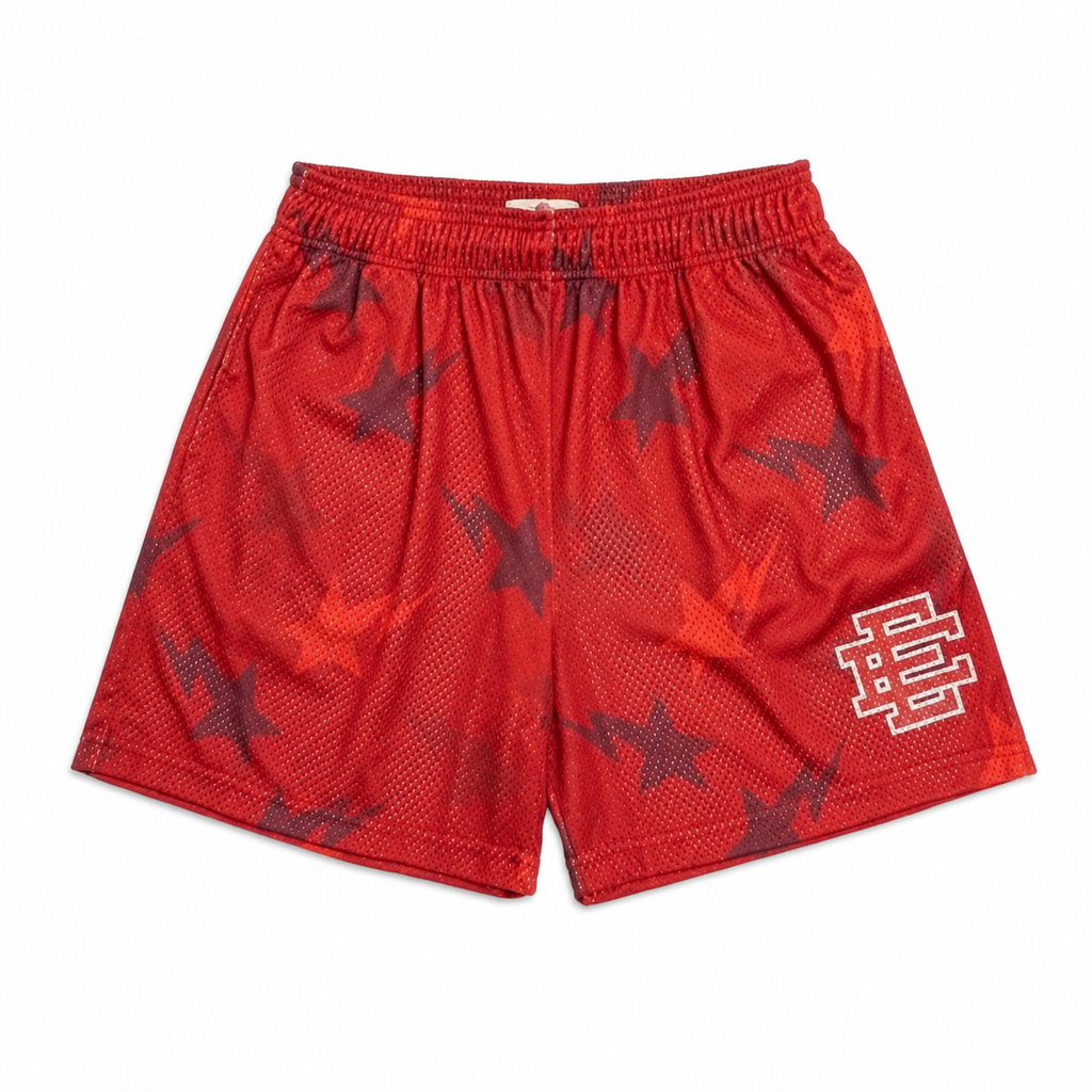 Crimson Starfall mesh shorts - lifestyle view