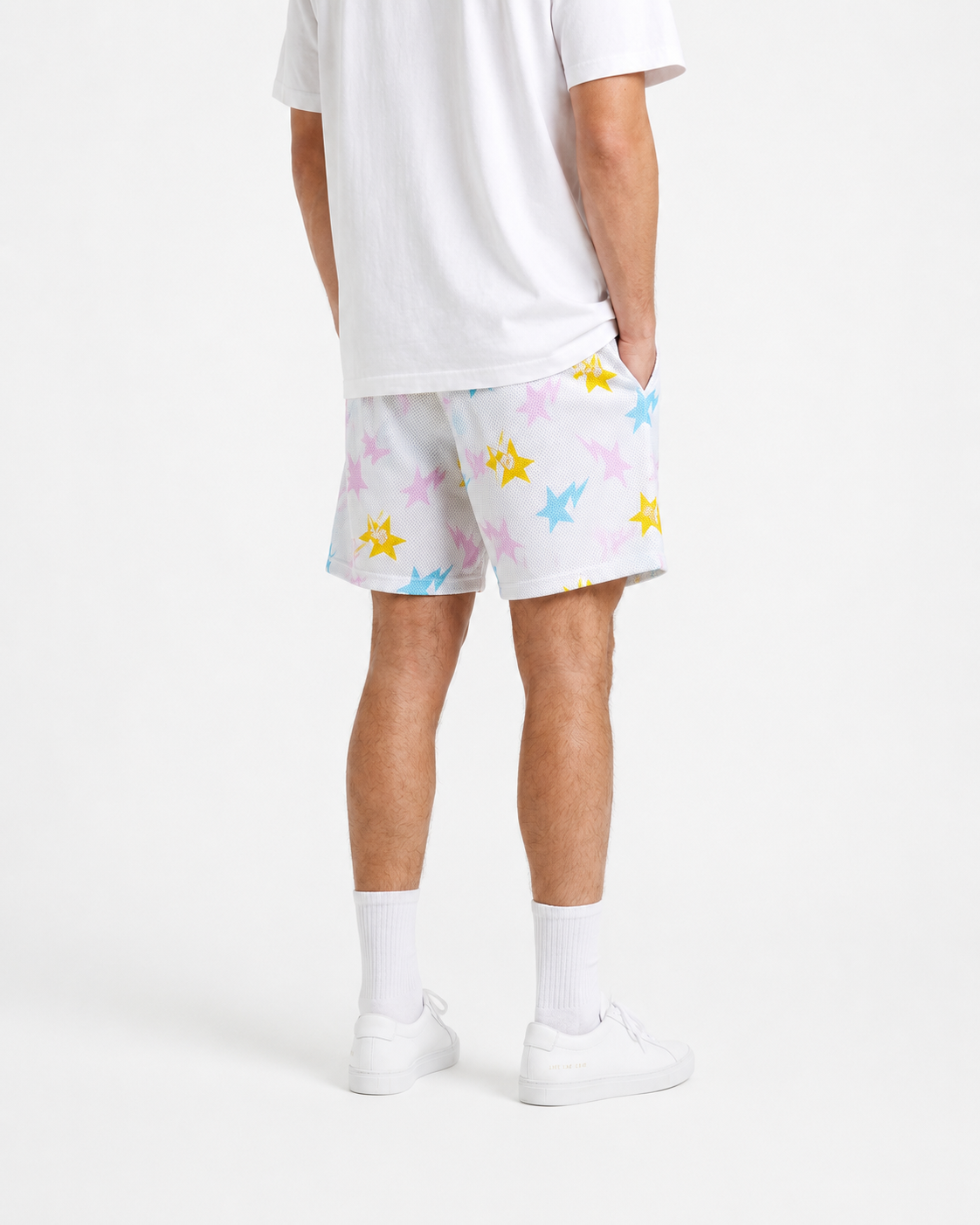 Pastel Starburst mesh shorts - side view