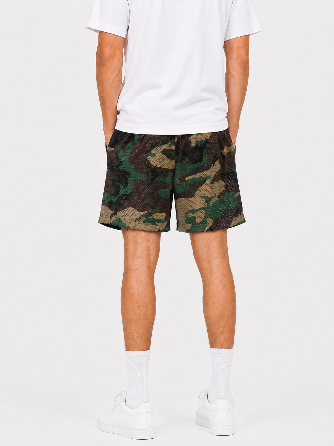 Woodland Camo mesh shorts - side view