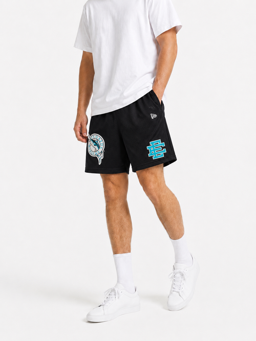 Black Marlin mesh shorts - front angle view