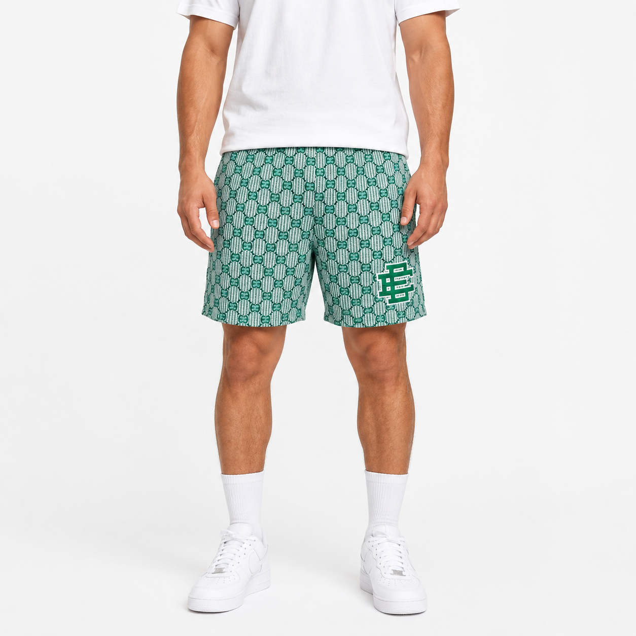 Seafoam Monogram mesh shorts - front angle view