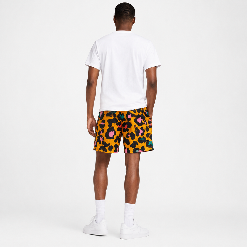 Sunset Leopard mesh shorts - side view