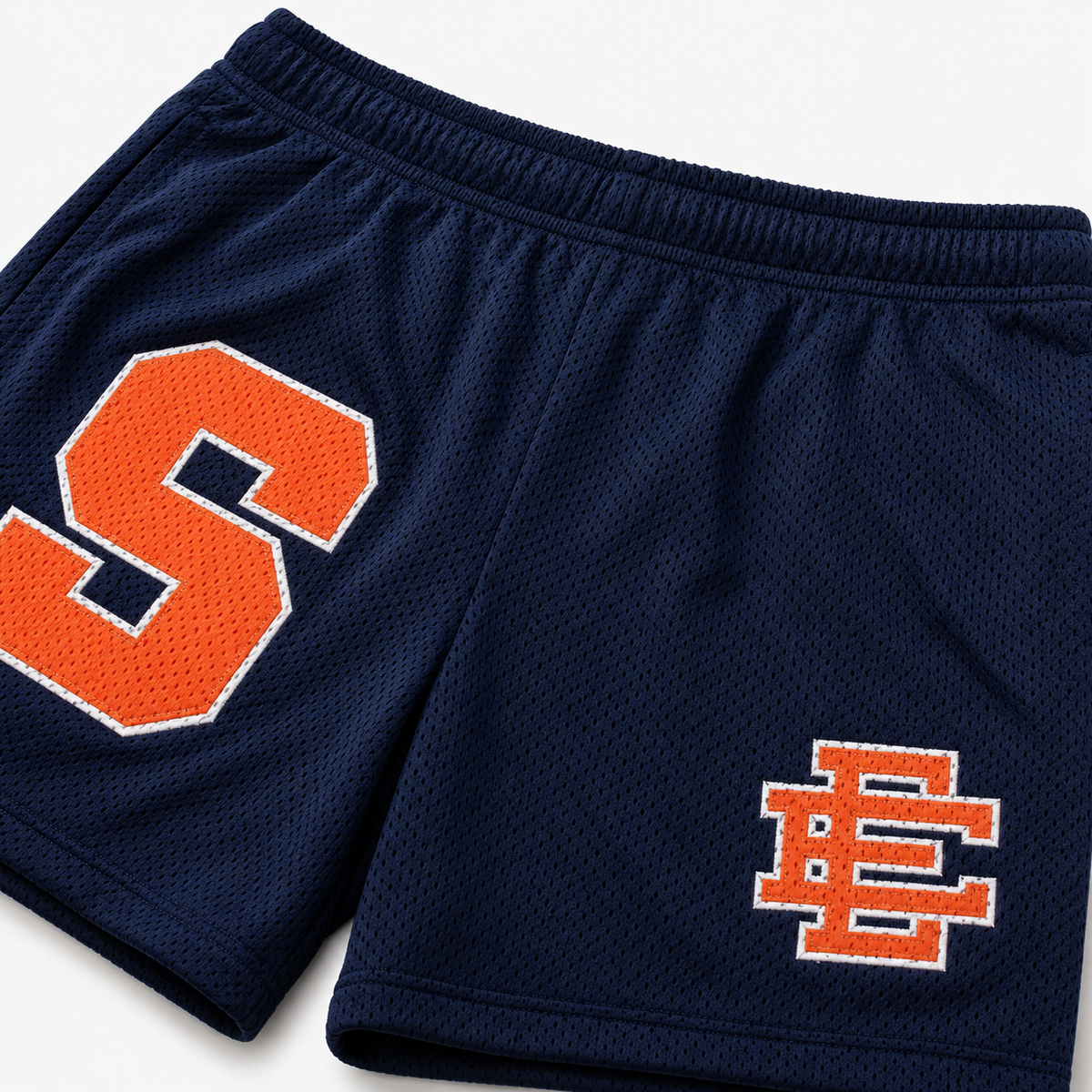 Syracuse Navy mesh shorts - detail view