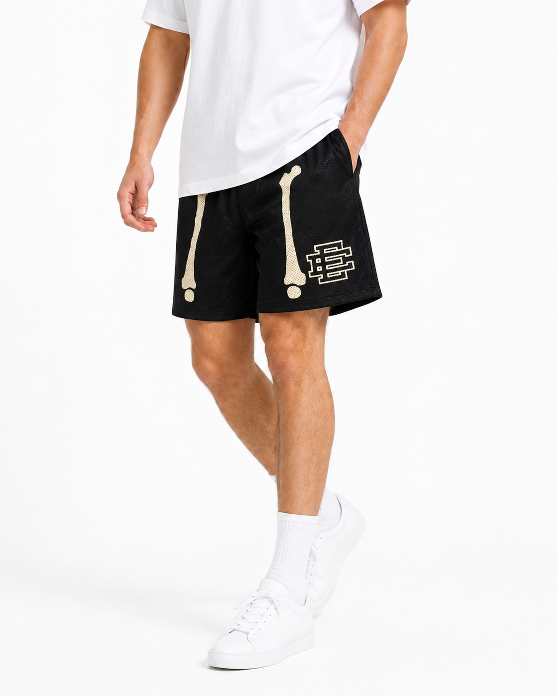 Black Bones mesh shorts - lifestyle view
