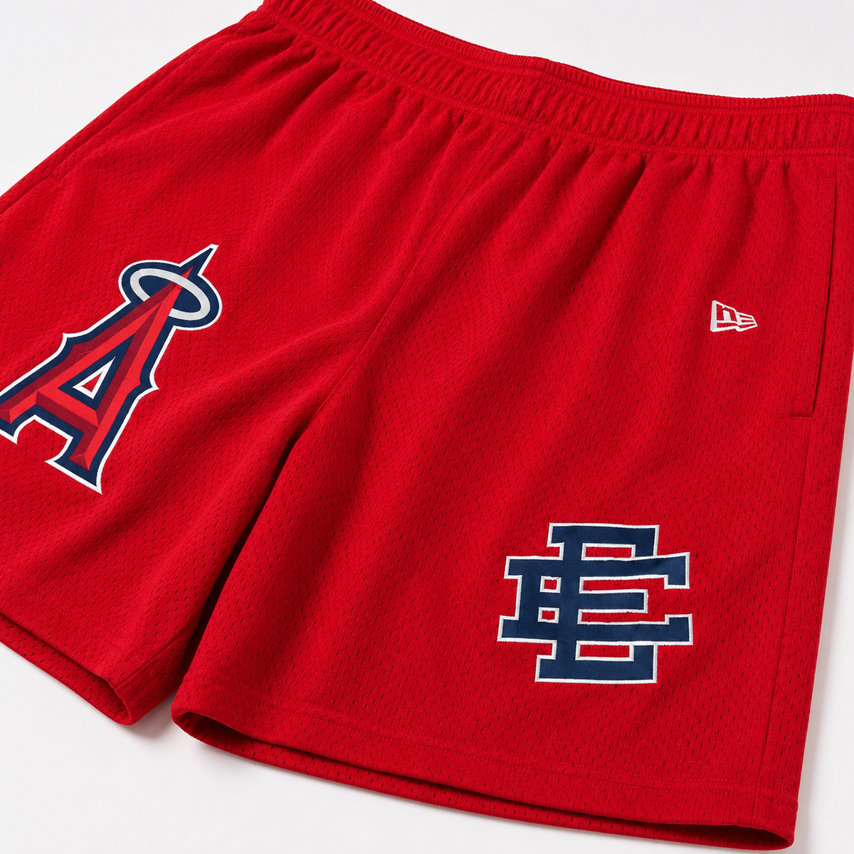 Angels Red mesh shorts - detail view