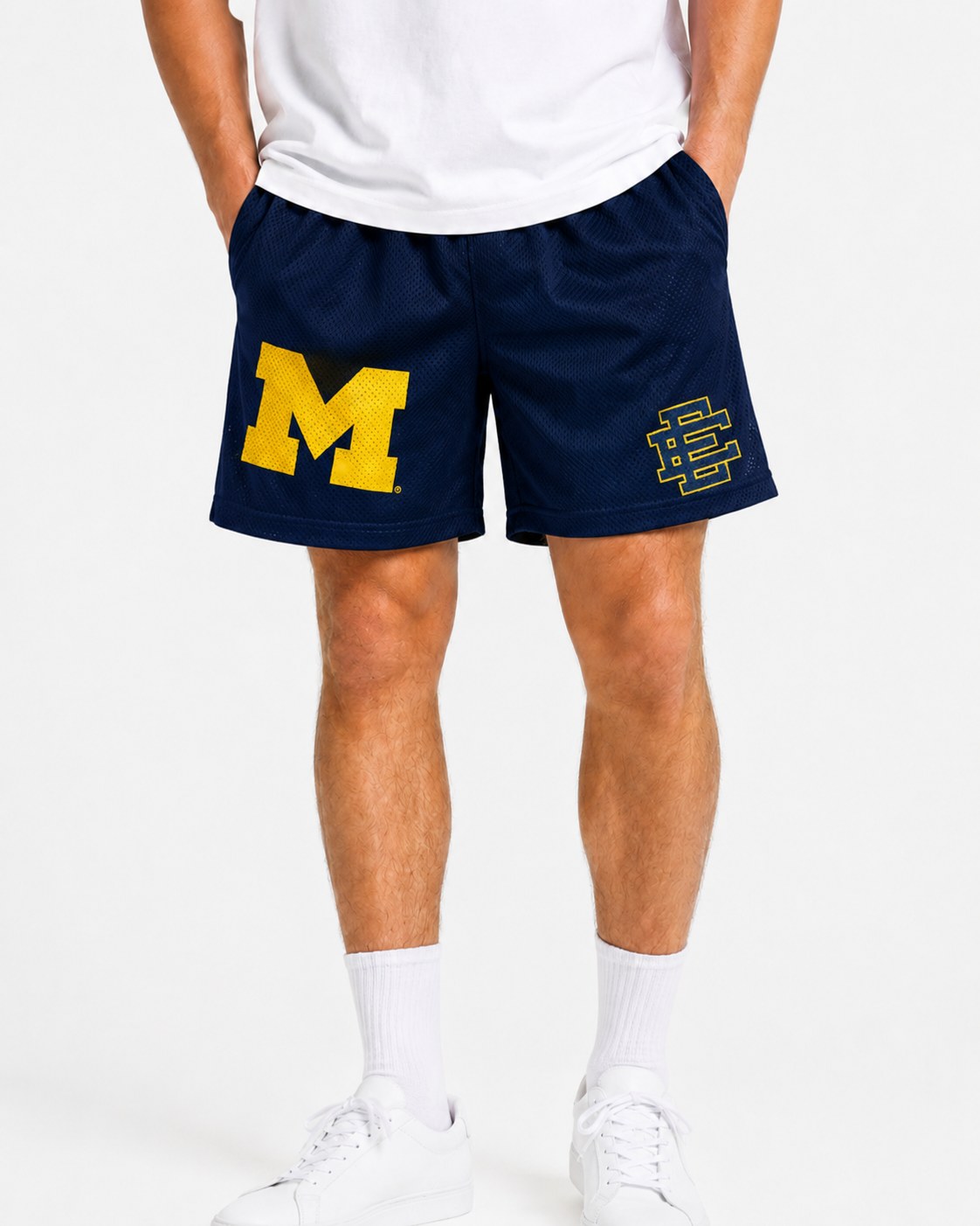 Michigan Navy mesh shorts - lifestyle view