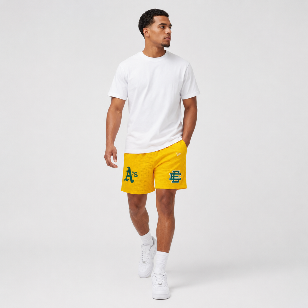Athletics Gold mesh shorts - lifestyle view