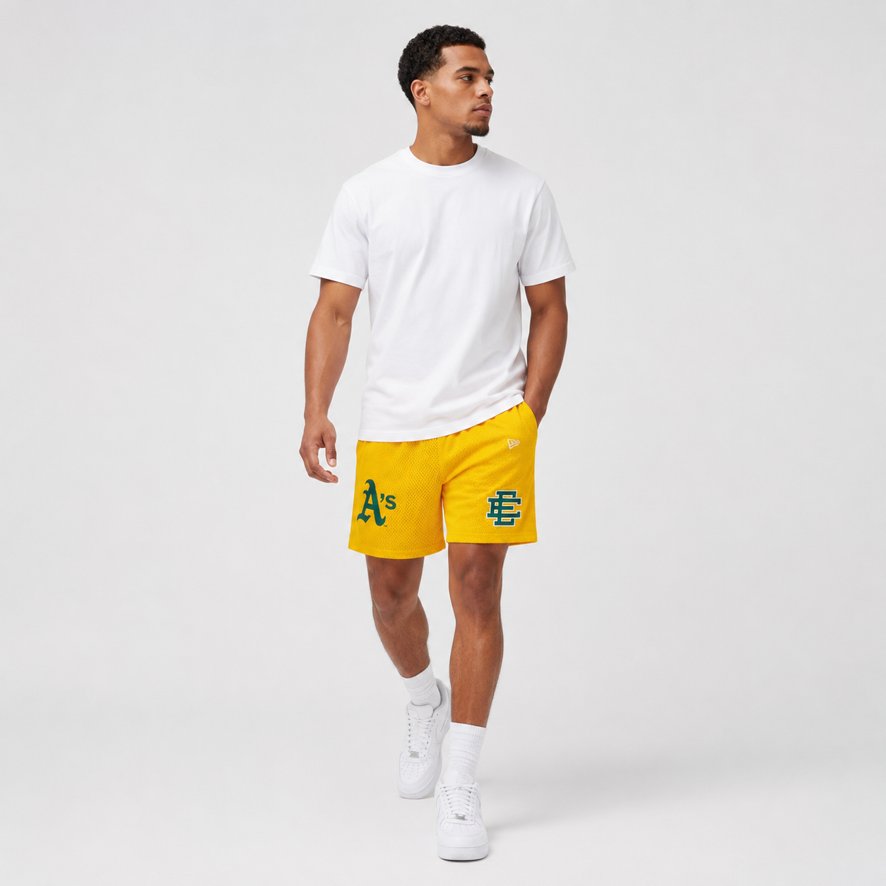 Athletics Gold mesh shorts - lifestyle view