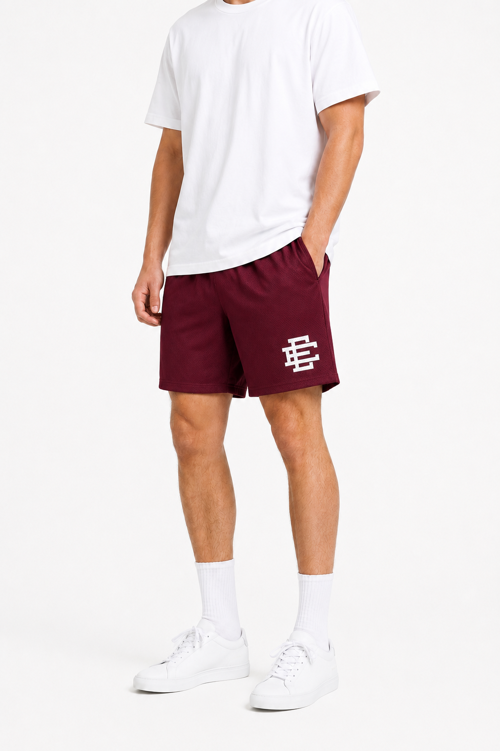 Burgundy Wine mesh shorts - side view